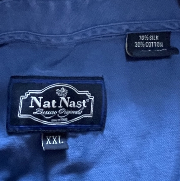 Nat Nast Luxury Originals Men's Blue Silk Cotton Casual Button Up Shirt Size XXL - Picture 5 of 5
